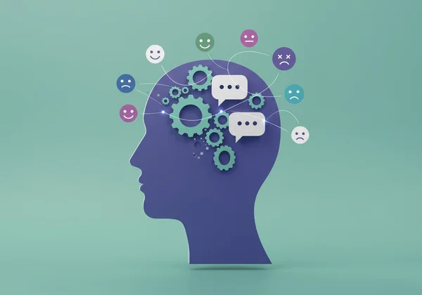 Perwakilan abstrak refleksi diri emosi dan pemahaman.