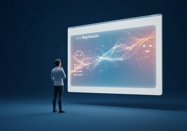 Orang melihat corak emosi dalam cermin berstruktur.