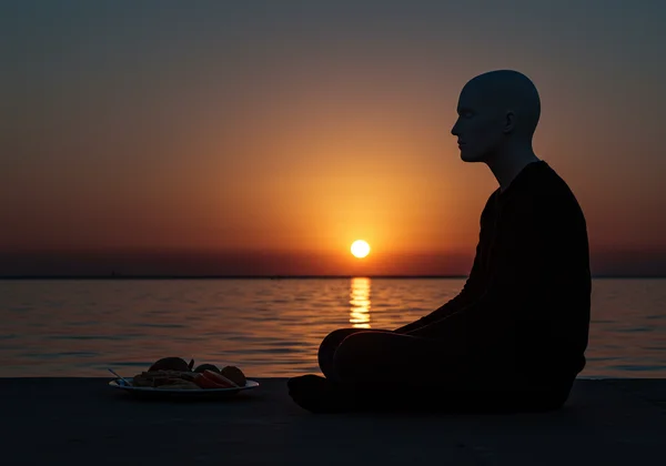 Orang yang merasa kebas emosi dalam dunia yang sunyi, simbol anhedonia