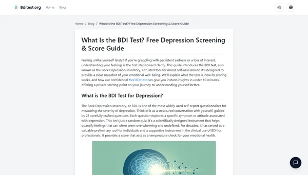 What Is the BDI Test? Free Depression Screening & Score Guide