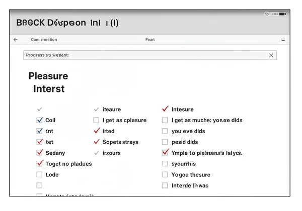 Domande del test Beck Depression Inventory digitale su uno schermo